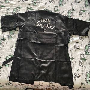 New without tags one size satin team bride black robe short sleeved